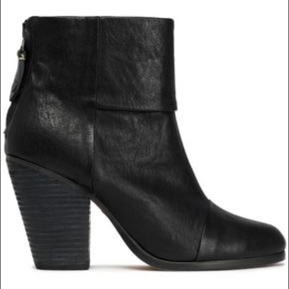 Rag & Bone | Classic Newbury Black Leather short Ankle Heeled Booties Boots 36/6
